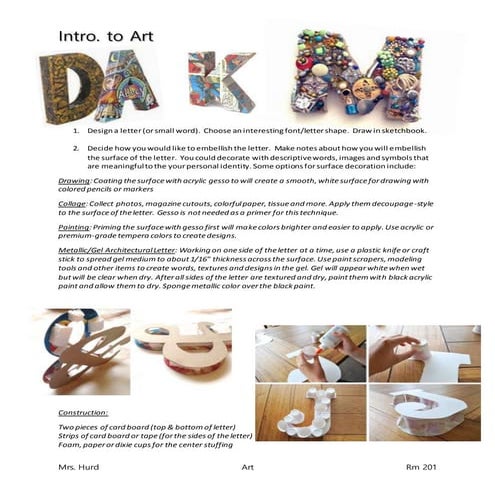 Architectural letter project sheet