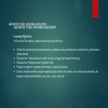 Computer Architecture and Organization, CPU | PPTX