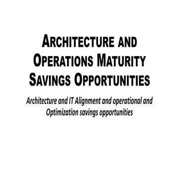 Architecture and optimisation