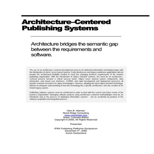Architecture centered publishing systems
