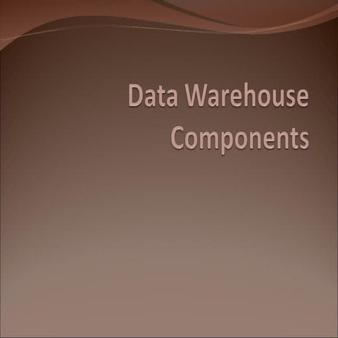 Data warehouse architectureDW Components