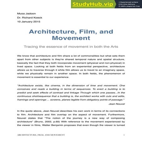 Architecture Film And Movement | PDF