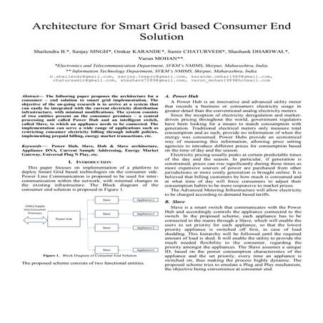 Architecture for Smart Grid based Consumer End Solution