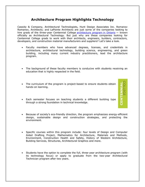 Architecture program highlights technology | PDF
