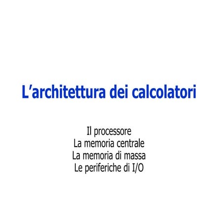 Architettura dei calcolatori