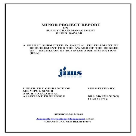 SUPPLY CHAIN MANAGEMENT OF BIG  BAZAAR