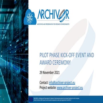 Archiver pilot phase kick off Award Ceremony