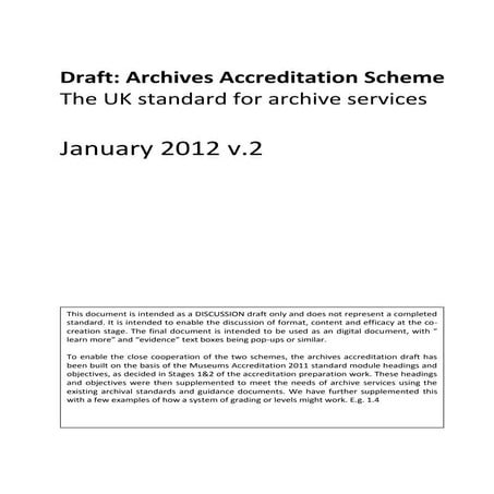 Archives accreditation standard discussion draft jan 2012