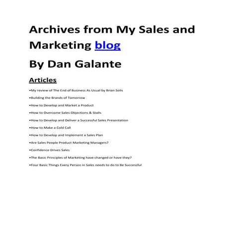 Archives from my sales and marketing blog