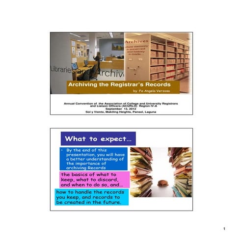 Archiving the registrar's records