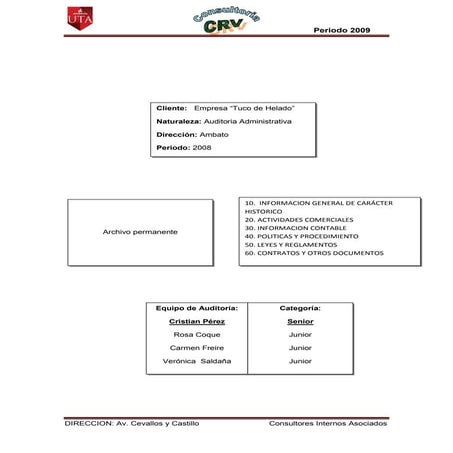 Archivo permanente de la empresa tuco de helado