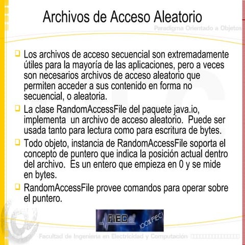 Archivos aleatorios en java | PPT
