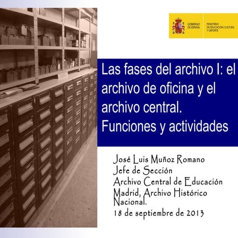 Las fases del archivo I: el archivo de oficina y el archivo central. Funciones y actividades