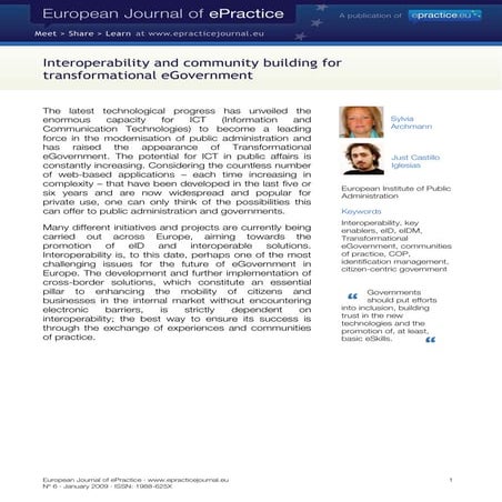 Interoperability and community building for transformational eGovernment 