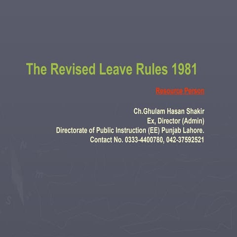 The revised leaves rules 1981...........