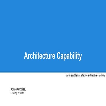 How to establish an Archtiecture capability