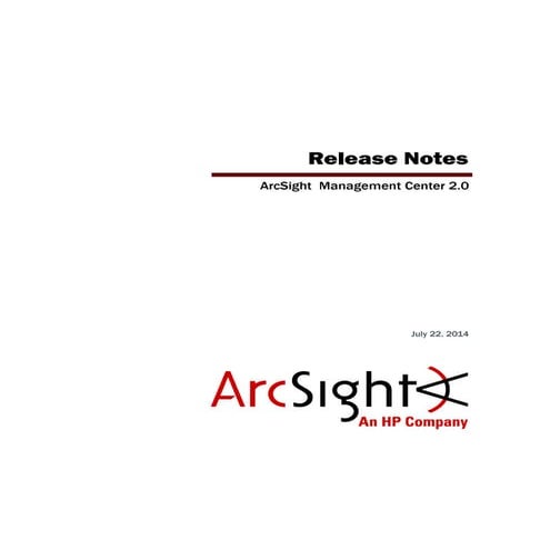 ArcSight Management Center 2.0 Release Notes