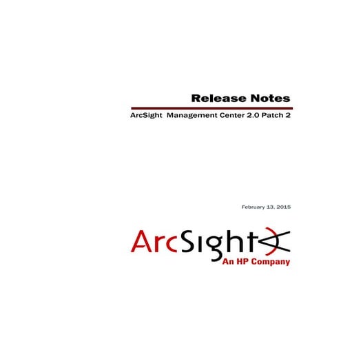 ArcSight Management Center 2.0 Patch 2 Release Notes