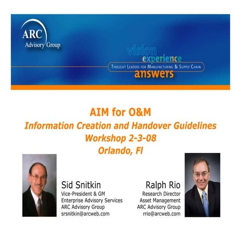 ARC's Sid Snitkin & Ralph Rio's AIM Workshop at ARC's 2009 Industry Forum