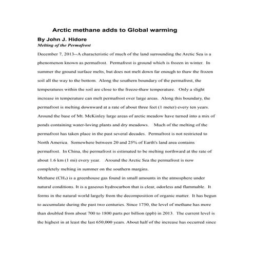 Arctic methane adds to global warming