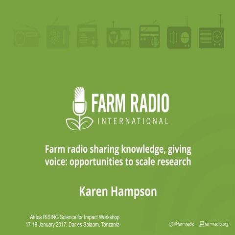 Farm radio sharing knowledge, giving voice: Opportunities to scale research