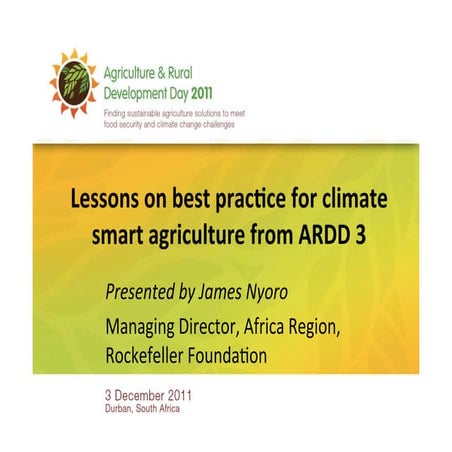 Lessons on best practice for climate smart agriculture from Agriculture and R...