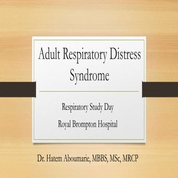 Adult Respiratory Distress Syndrome (An overview)