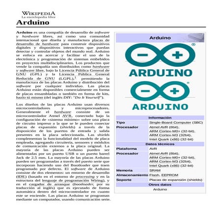 Arduino definicion de que es arduino y como funciona | PDF