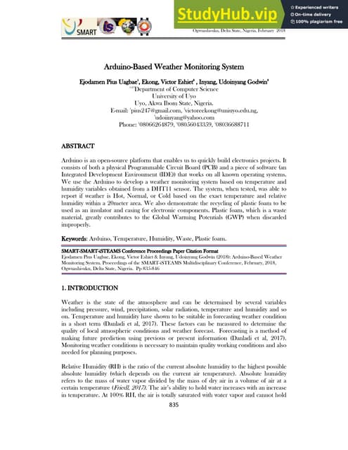 Arduino-Based Weather Monitoring System Circuit Diagram