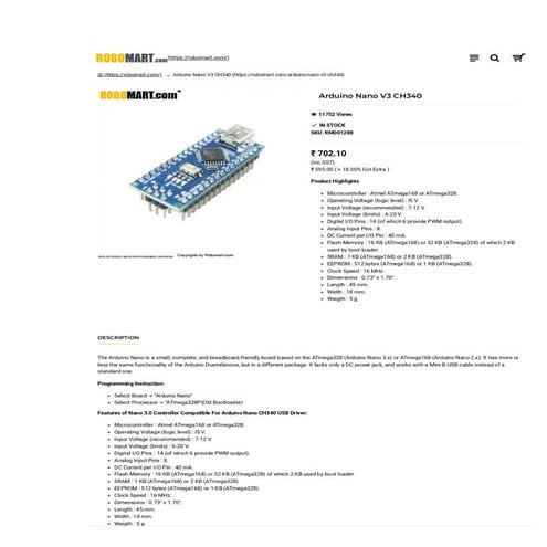 Arduino Nano V3 CH340 | PDF
