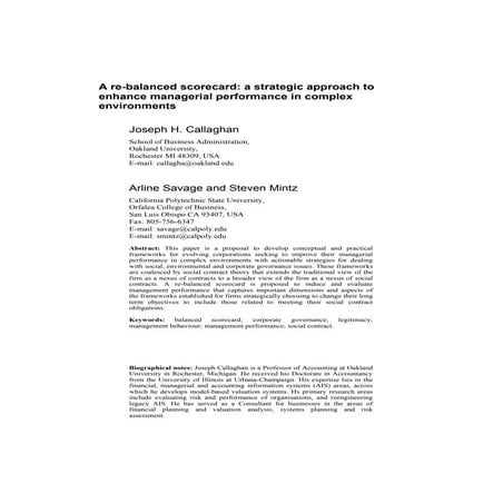 A re balanced scorecard- a strategic approach to enhance manageri