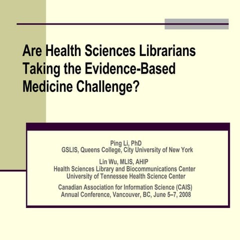Are Health Sciences Librarians Taking the EBM Challenge?