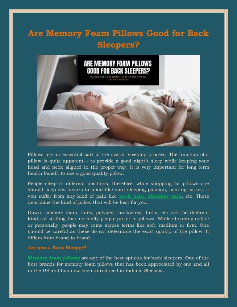 Are Memory Foam Pillows Good For Back Sleepers