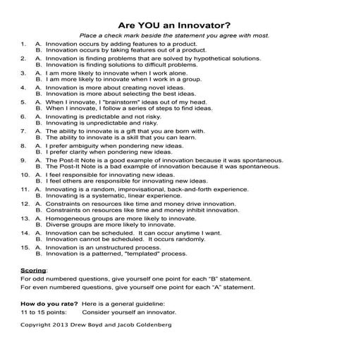 Are You An Innovator Quiz