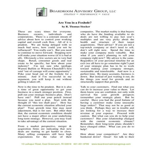 Are You In A Foxhole?