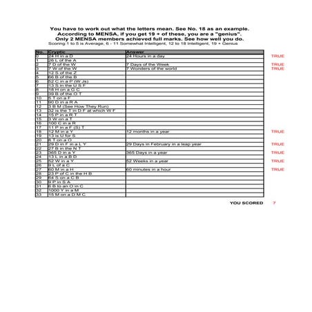 Mental flexibility test answers | DOC