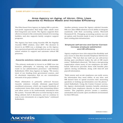 Ascentis Case Study - Area Agency Aging