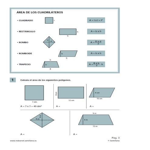 Area de cuadrilateros santillana | PDF