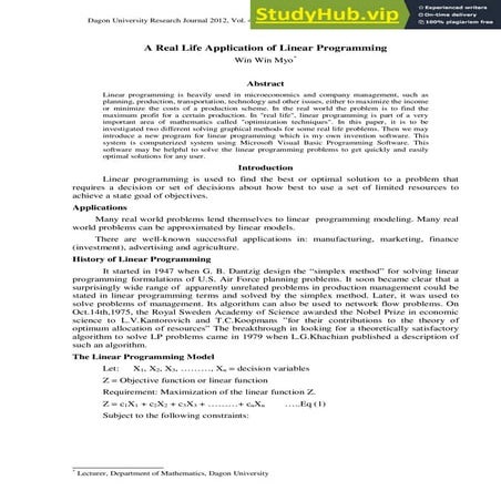 A Real Life Application Of Linear Programming | PDF