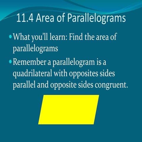 Area Of Parallelograms