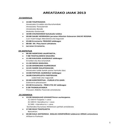 Areatzako jaiak egitaraua laburpena 2013 07 22