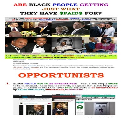 ARE BLACK PEOPLE GETTING JUST WHAT THEY HAVE $PAID$ FOR