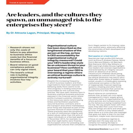 Are CEO's an Unmanaged Risk to the Organisation's they Steer?