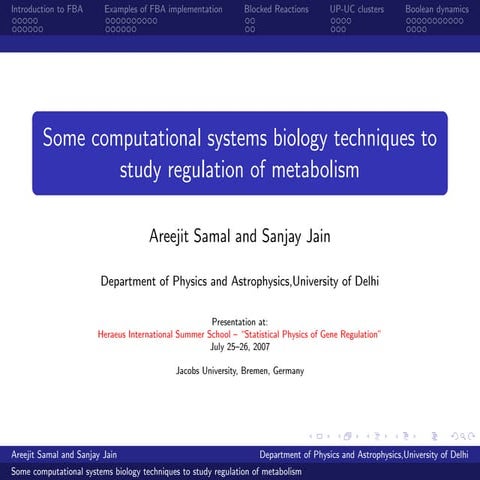 Metabolic Network Analysis