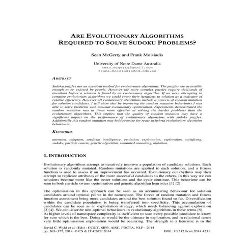 Are Evolutionary Algorithms Required to Solve Sudoku Problems