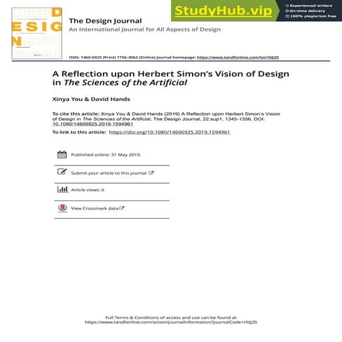 A Reflection Upon Herbert Simon S Vision Of Design In The Sciences Of The Art...