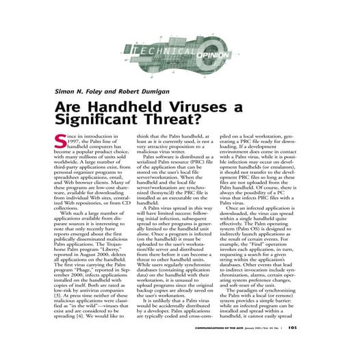 Are handheld viruses a significant threat