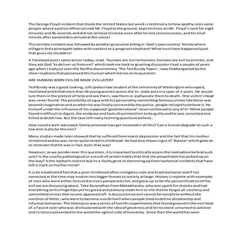 Are humans born evil?