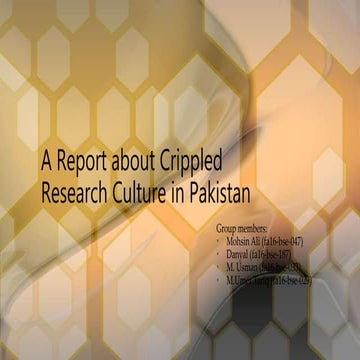 A report about crippled research culture in pakistan