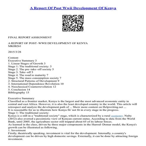A Report Of Post Wwii Development Of Kenya